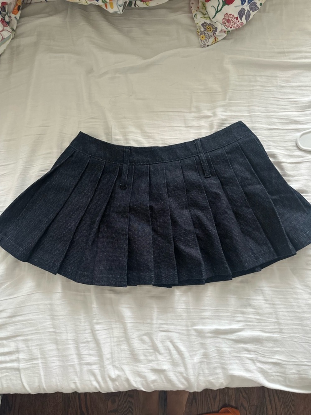 The Frankie Shop Dark Navy Pleated Mini Skirt